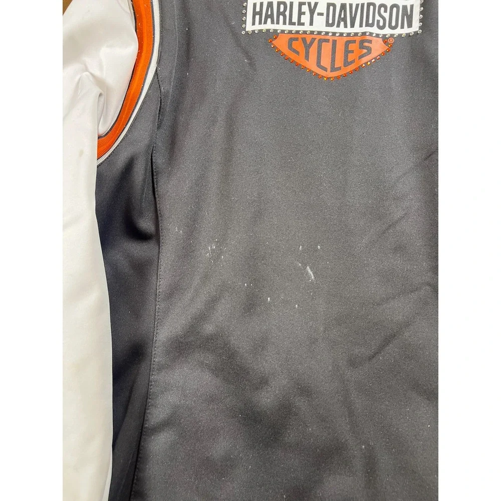 *Heavy Wear* Harley-Davidson Genuine Motorclothes Zipup Biker Jacket Black White
